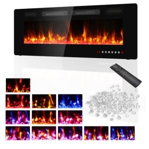 BREEZEHEAT 50" Electric Wall-Mounted Fireplace with Remote