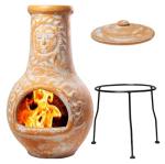 Medium Yellow Terracotta Outdoor Chiminea Fireplace