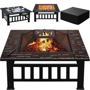 Greesum 32in Multifunctional Patio Fire Pit Table