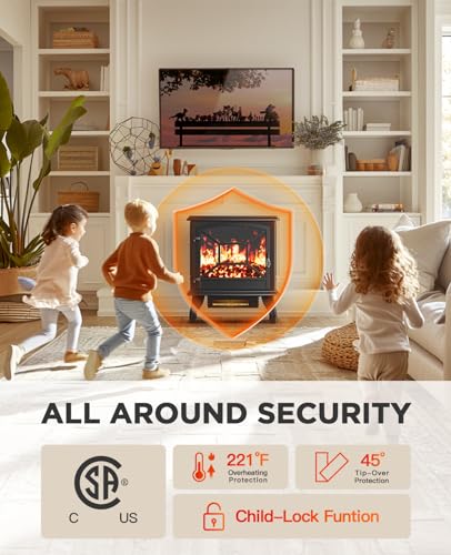 Silonn 24-Inch Electric Fireplace Heater with App