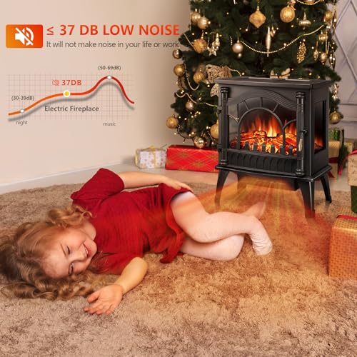 R.W.FLAME 20" Electric Fireplace Heater with 3D Flames