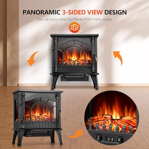 R.W.FLAME 20" Electric Fireplace Heater with 3D Flames
