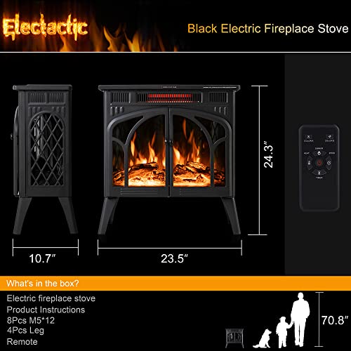 24-Inch Infrared Electric Fireplace Stove - Black