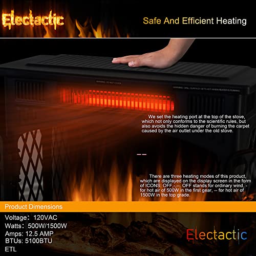 24-Inch Infrared Electric Fireplace Stove - Black