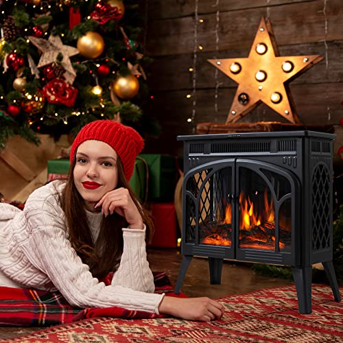 24-Inch Infrared Electric Fireplace Stove - Black