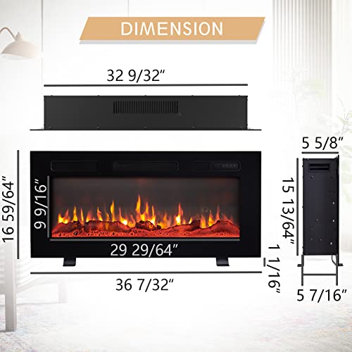 Efiretric® Grace 36" 3-in-1 Electric Fireplace