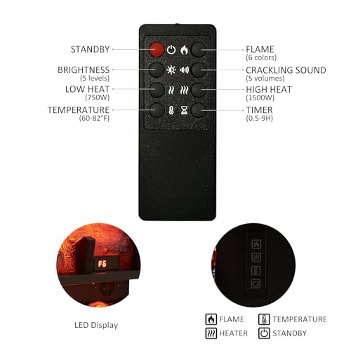PuraFlame 24" Electric Fireplace Log Insert with Remote