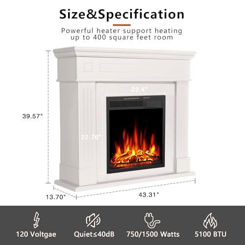 R.W.FLAME 43" Electric Fireplace Mantel TV Stand