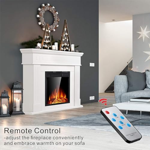 Freestanding 44" Electric Fireplace with Mantel, White