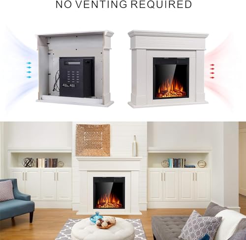 Freestanding 44" Electric Fireplace with Mantel, White