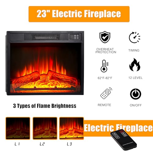 44-Inch Electric Fireplace with Stacked Stone Mantel