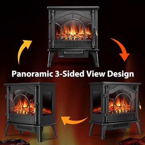 Electric Freestanding Fireplace Stove with Realistic Flame