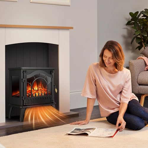 Electric Freestanding Fireplace Stove with Realistic Flame