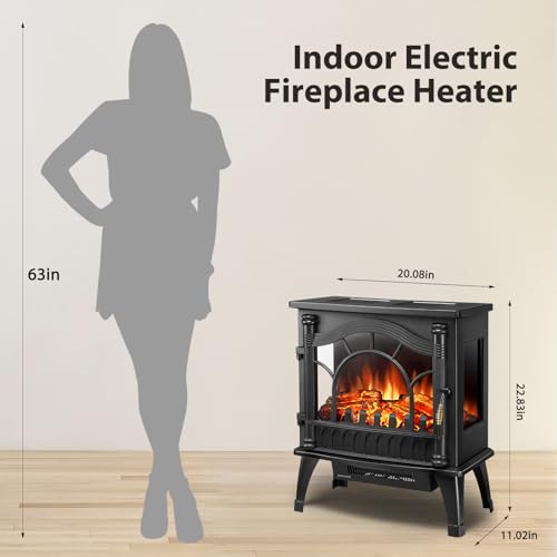 Electric Freestanding Fireplace Stove with Realistic Flame