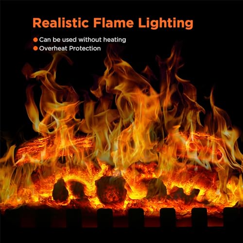 COWSAR Electric Freestanding Fireplace Heater with Realistic Flame