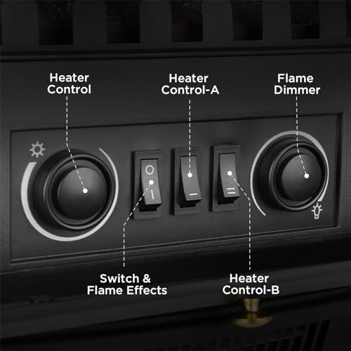 COWSAR Electric Freestanding Fireplace Heater with Realistic Flame
