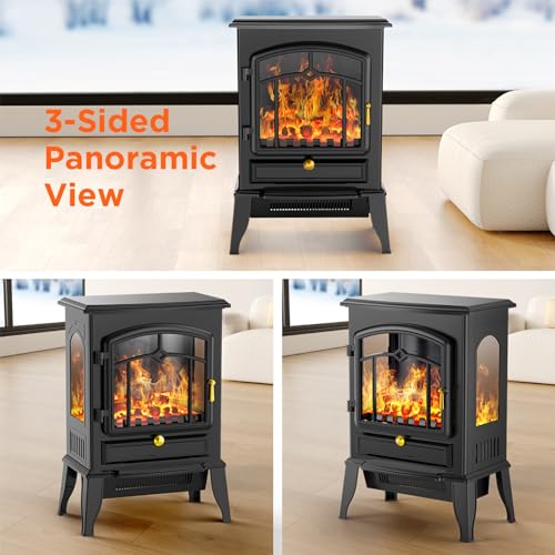 COWSAR Electric Freestanding Fireplace Heater with Realistic Flame