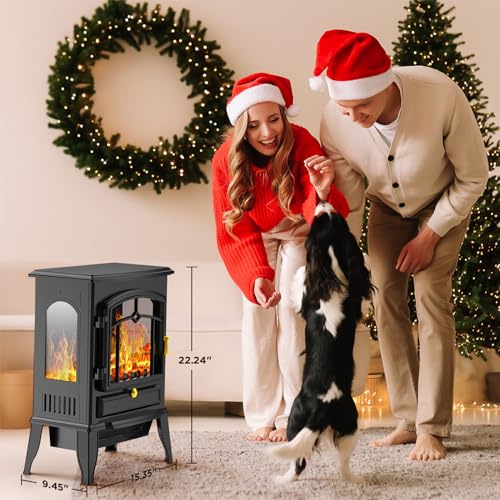 COWSAR Electric Freestanding Fireplace Heater with Realistic Flame