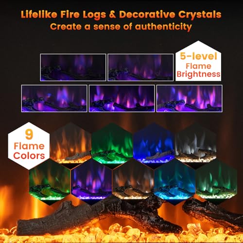 Tangkula 42" Wall-Mounted Electric Fireplace Heater