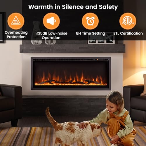 Tangkula 42" Wall-Mounted Electric Fireplace Heater