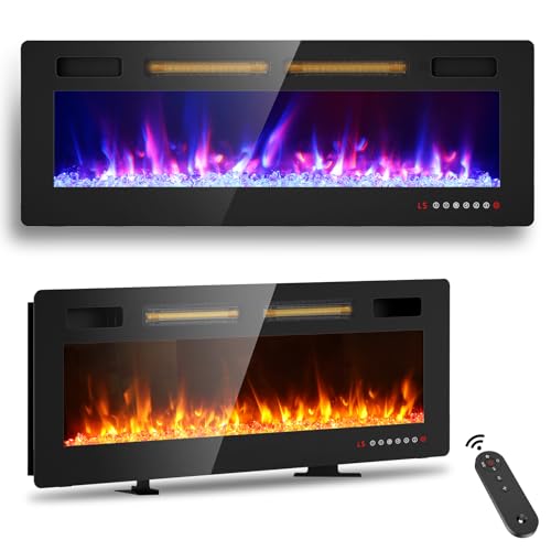 BREEZEHEAT 50" Wall-Mounted Electric Fireplace with Remote