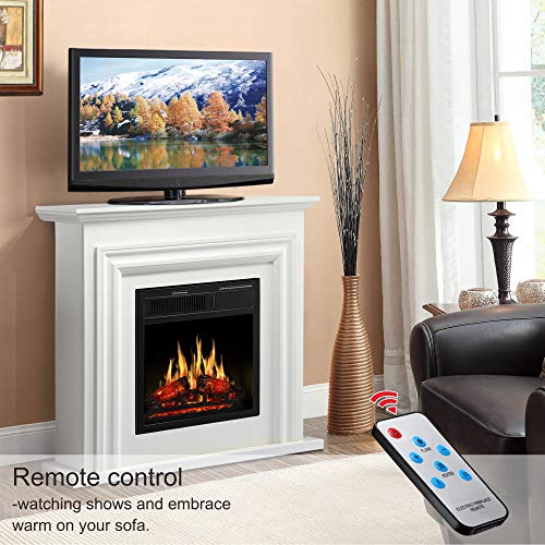 JAMFLY Electric Fireplace Heater with Mantel & Remote