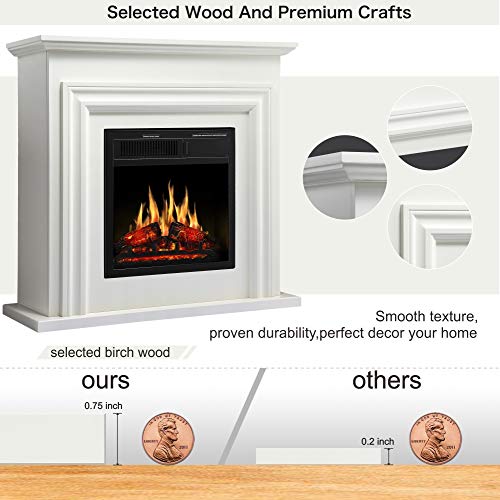 JAMFLY Electric Fireplace Heater with Mantel & Remote