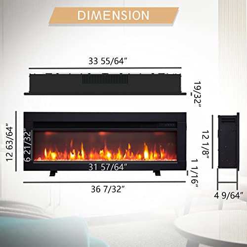 Efiretric® Arthur 36" 3-in-1 Electric Fireplace