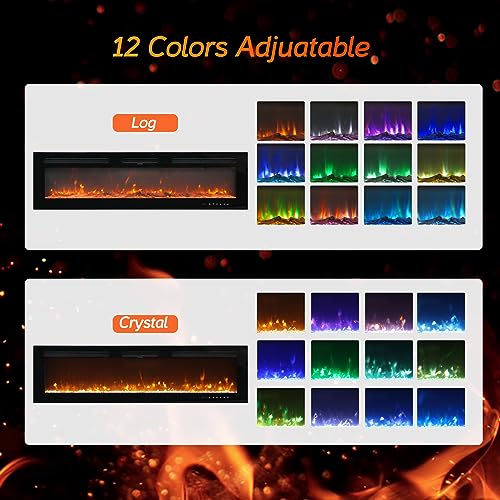 WAMPAT 60" Wall-Mounted Electric Fireplace Heater