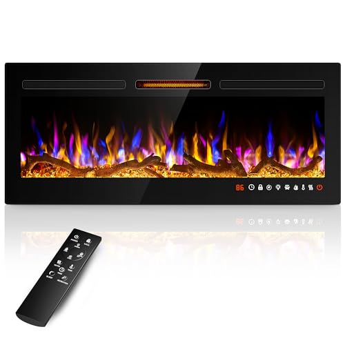 42" Slim Recessed Electric Fireplace with Remote