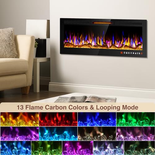 42" Slim Recessed Electric Fireplace with Remote