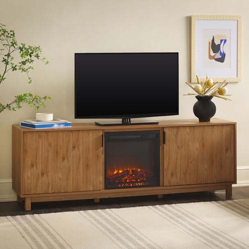 Modern 70" TV Stand with Electric Fireplace
