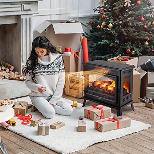 Electric Infrared Freestanding Fireplace Heater with Remote