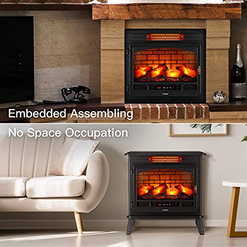 Electric Infrared Freestanding Fireplace Heater with Remote