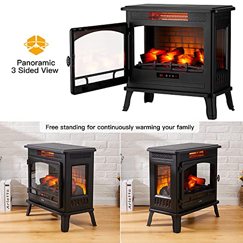 Electric Infrared Freestanding Fireplace Heater with Remote