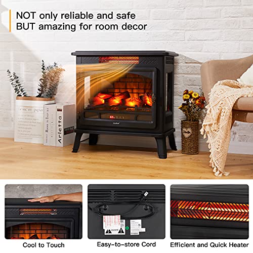 Electric Infrared Freestanding Fireplace Heater with Remote
