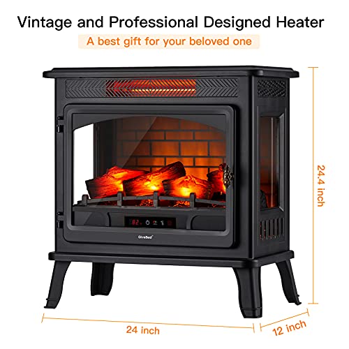 Electric Infrared Freestanding Fireplace Heater with Remote