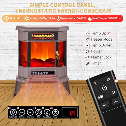 RealSmart 22" Freestanding Electric Fireplace Heater