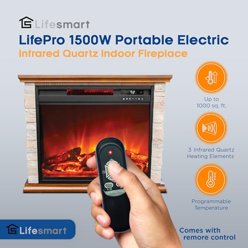 LifeSmart Electric Fireplace with Remote Control