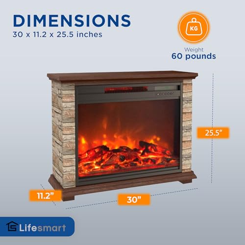 LifeSmart Electric Fireplace with Remote Control