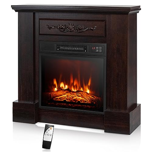 GOFLAME 1400W Electric Fireplace with Mantel and Remote