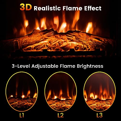 GOFLAME 1400W Electric Fireplace with Mantel and Remote