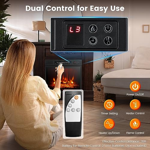 GOFLAME 1400W Electric Fireplace with Mantel and Remote