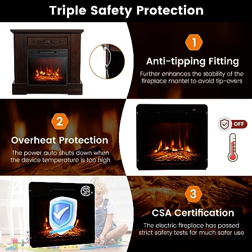 GOFLAME 1400W Electric Fireplace with Mantel and Remote