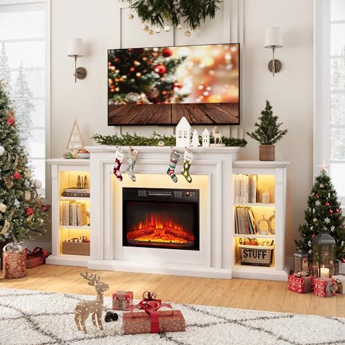 72" Electric Fireplace TV Stand with LED Lights