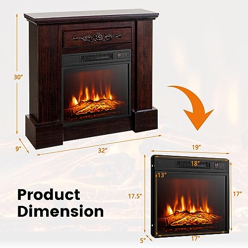 GOFLAME 1400W Electric Fireplace with Mantel and Remote