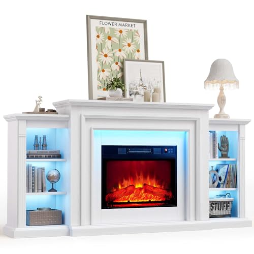 72" Electric Fireplace TV Stand with LED Lights
