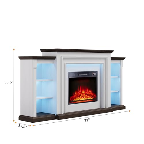 72" Electric Fireplace TV Stand with LED Lights