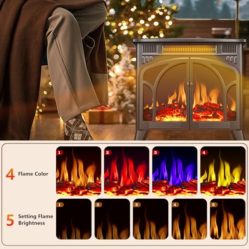 RWFlame 25" Electric Fireplace Stove Heater with Remote