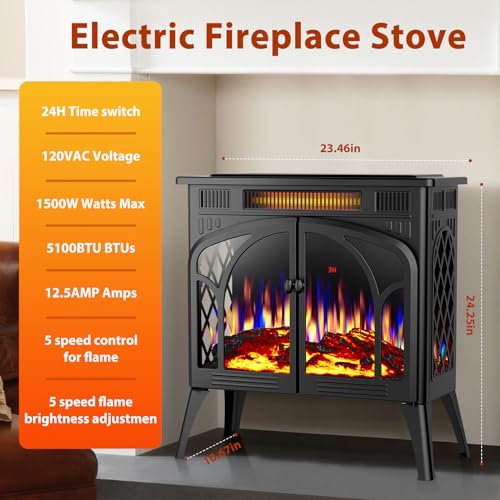 ZAFRO 24-inch Portable Electric Fireplace Heater